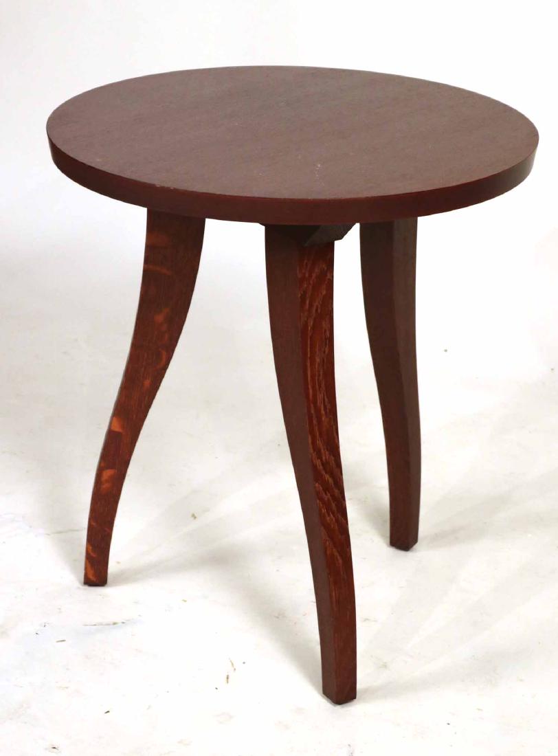 Philippe Hurel "Sous-Bois" Oak Side Table: 20th C., labeled underside. 23-3/4"h x 21-1/2"dia.