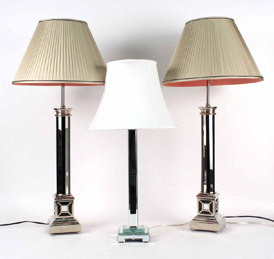 Pair of Modern Chrome and Mirrored Lamps (1 of 9)
