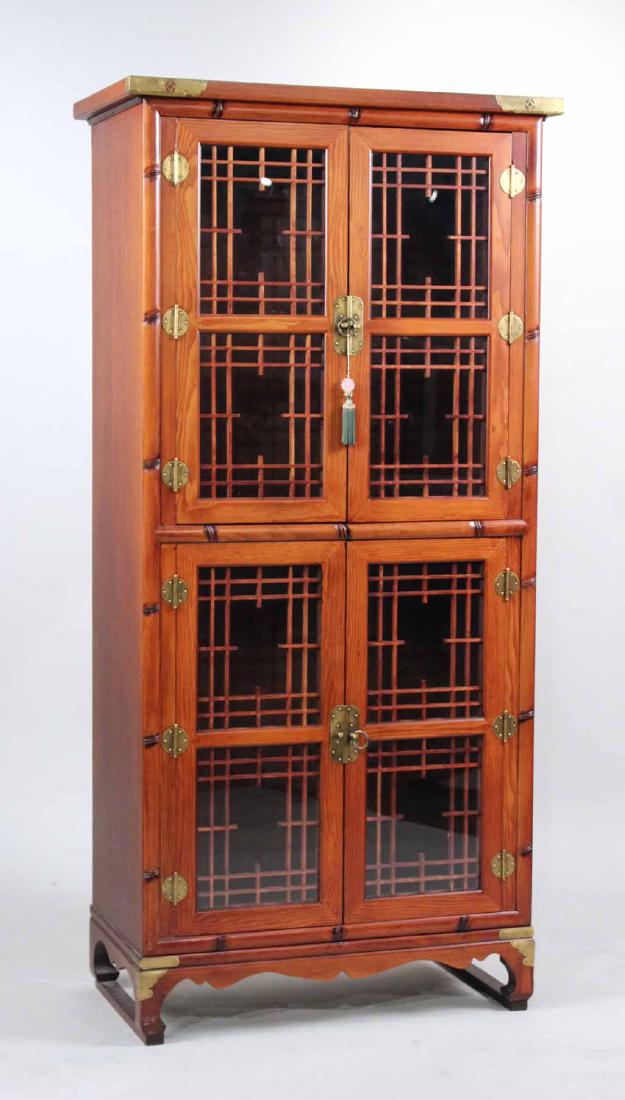 Chinese Style Brass-Mounted Hardwood Bookcase (1 of 7)