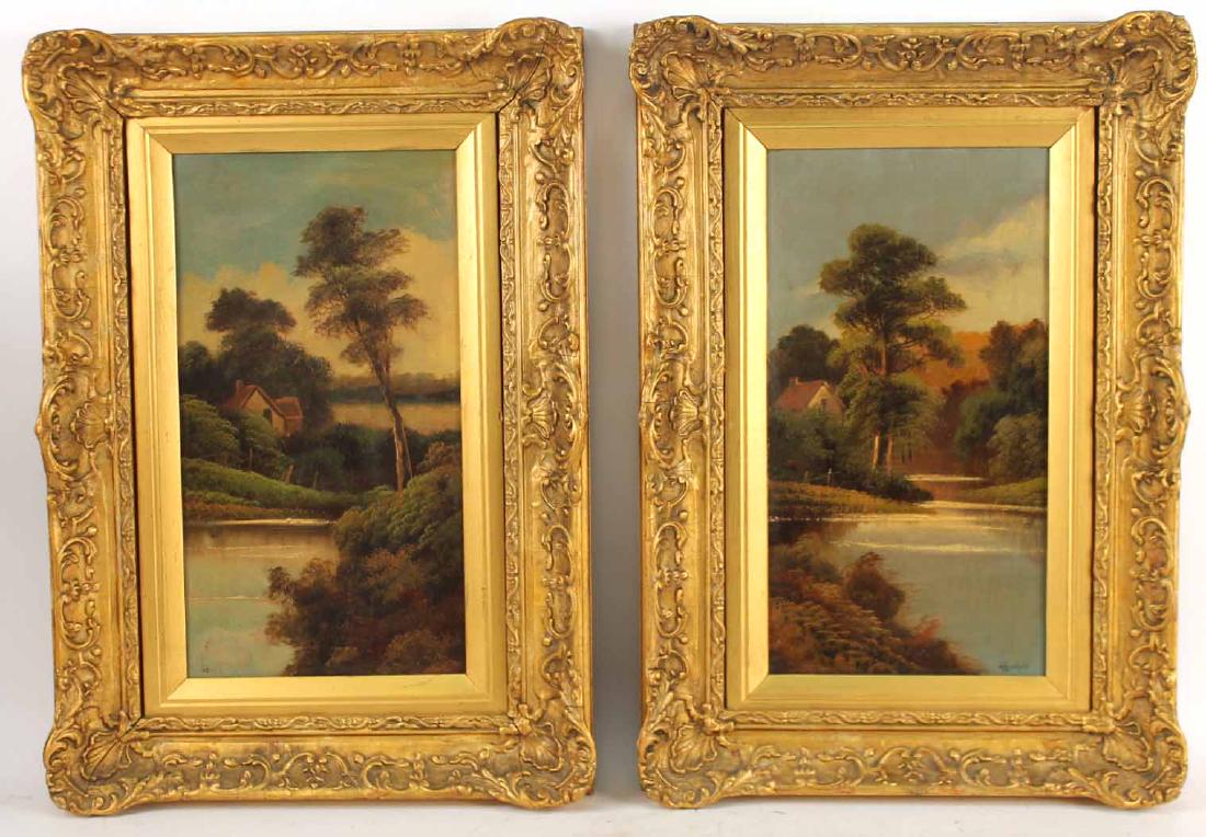 Two Oil on Panels, Riverscapes (1 of 10)