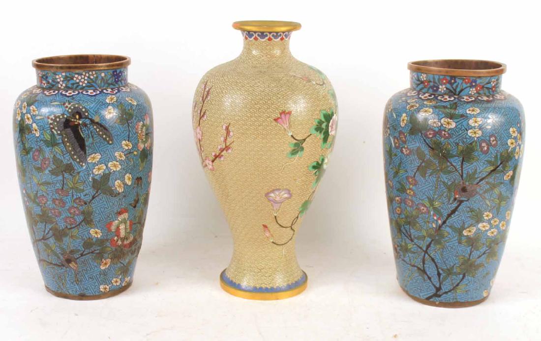 Pair of Floral-Decorated Cloisonne Vases (1 of 10)