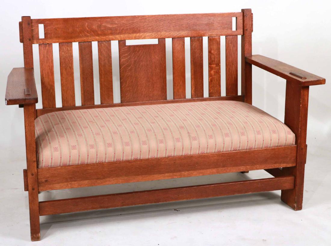 Charles Stickley Mission Oak Settee (1 of 7)