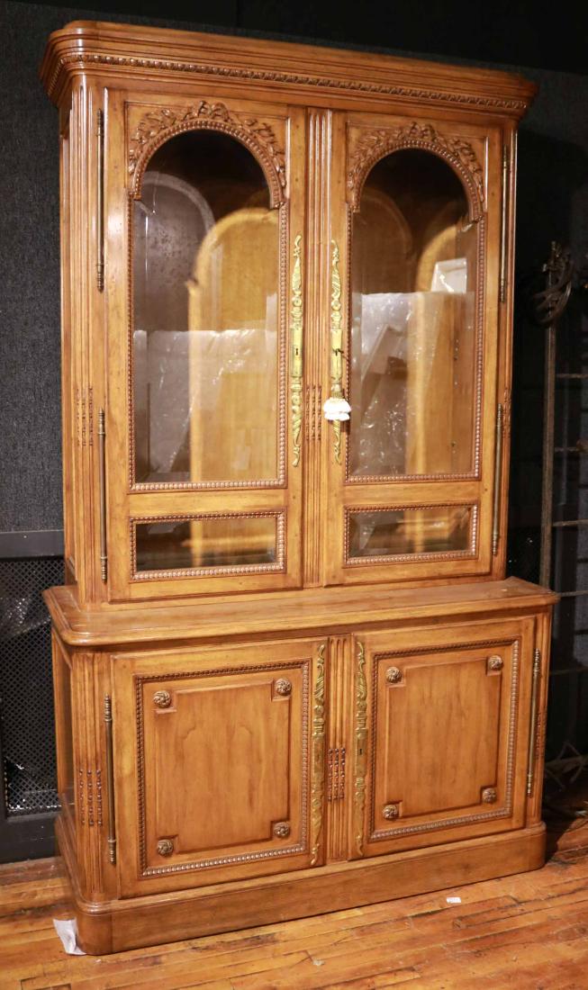 French Provincial Style Walnut Bookcase Cabinet (1 of 7)
