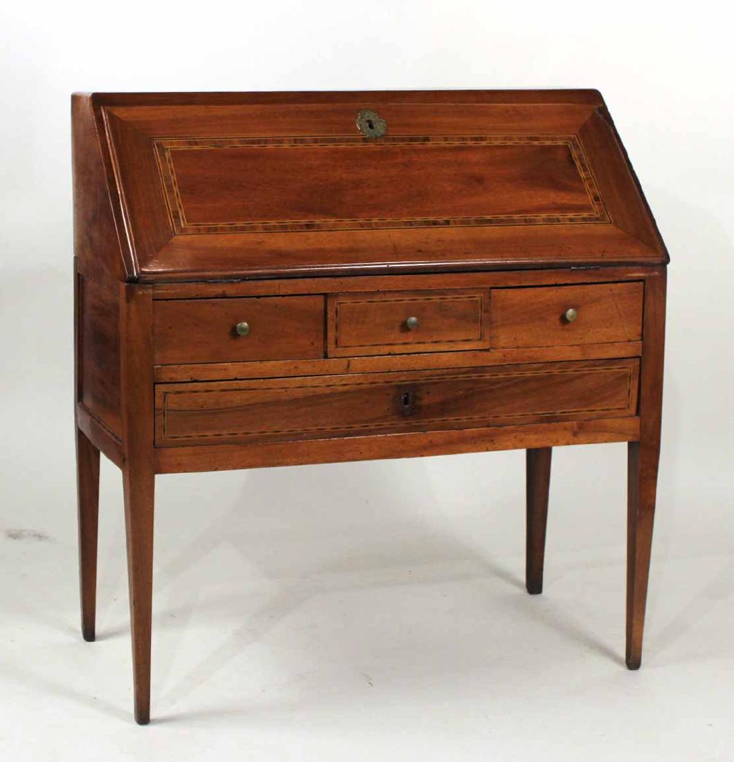 Neoclassical Style Inlaid Walnut Slant Front Desk (1 of 10)