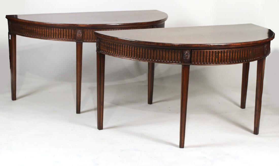 Pair of Mahogany Demilune Console Tables (1 of 10)