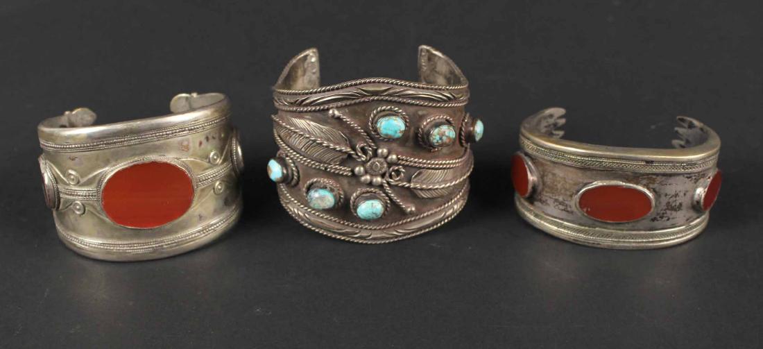 Three Native American Silver Cuff Bracelets (1 of 9)