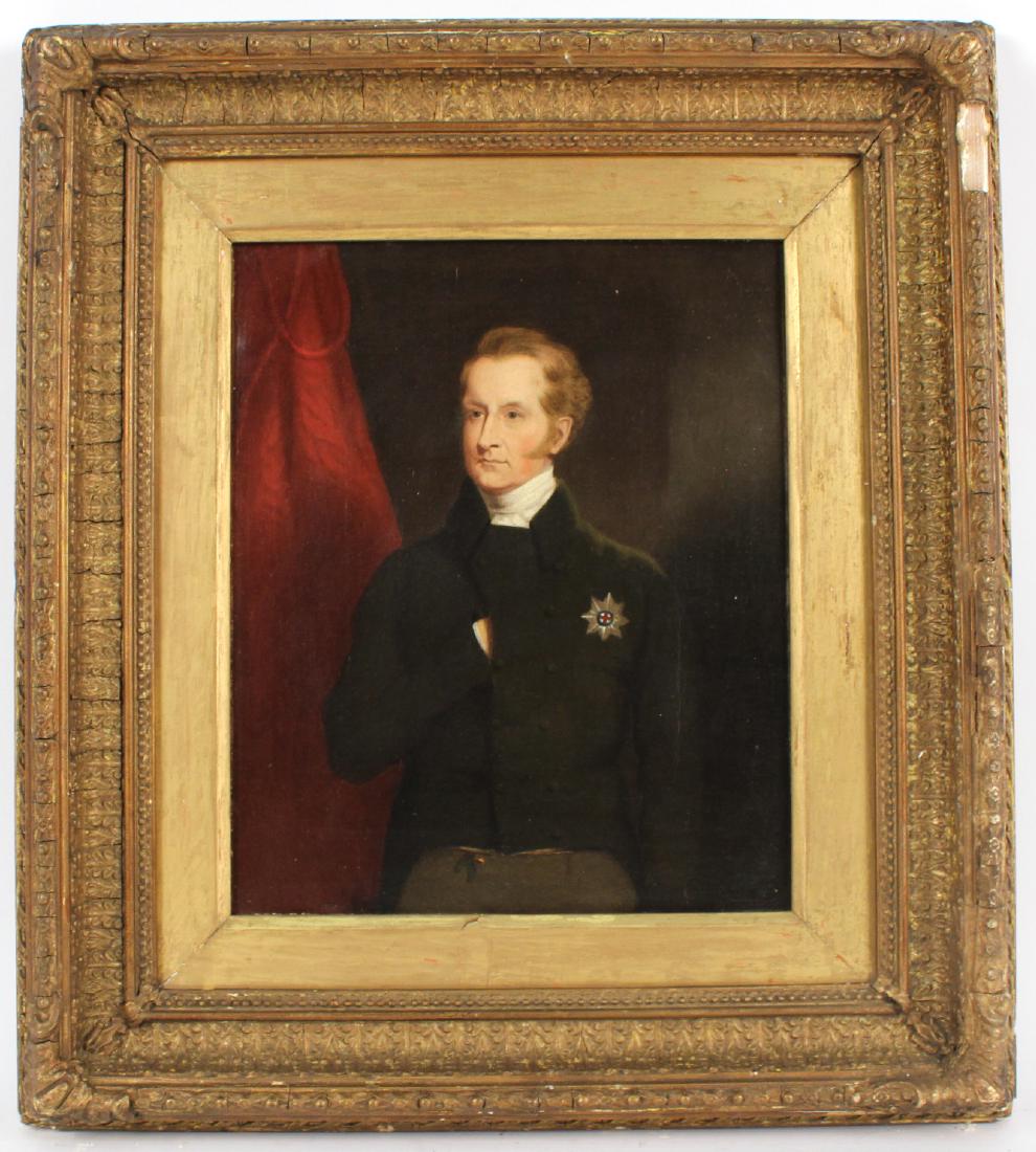 Oil on Canvas, Portrait of Henry Herbert: English, c. 1785, appears to be unsigned, label on verso "Henry 10th Earl of Pembroke, Friend of the Rev. Barfoot Colton, Canon of Salisbury." Sight size: 11-1/2"h x 9-1/2"w