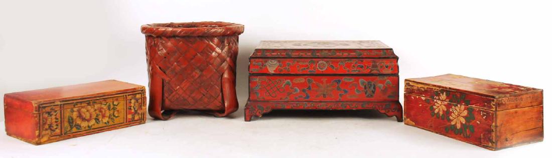 Three Chinese Red Lacquer Wood Boxes (1 of 10)