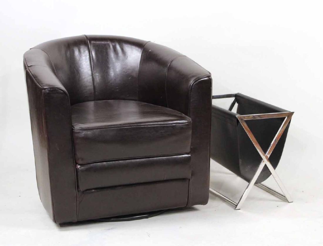 Contemporary Leather Swivel Club Chair (1 of 8)