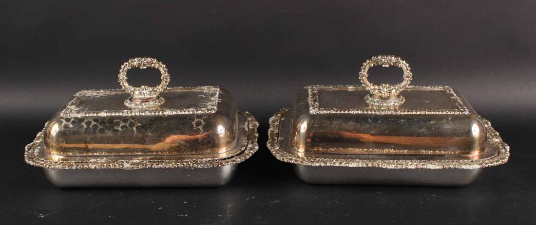 PAIR OF SILVER PLATED COVERED VEGETABLE DISHES (1 of 5)