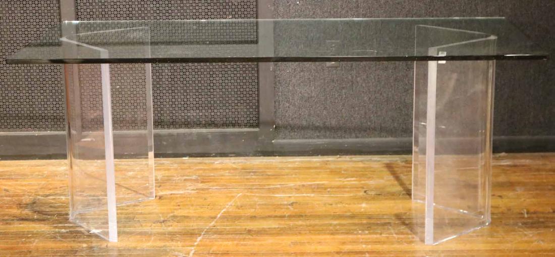 MODERN LUCITE BASE GLASS TOP DINNING TABLE (1 of 3)