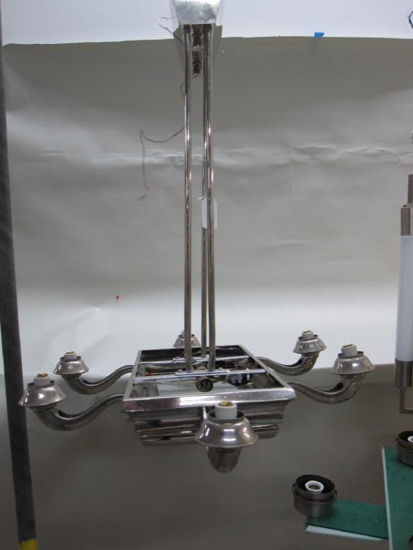 9 LIGHT ART DECO CHROME CHANDELIER (1 of 4)