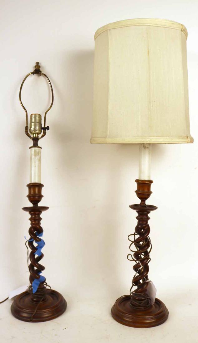 PAIR OF GEORGE III TURNED MAHOGANY CANDLESTICKS (1 of 5)