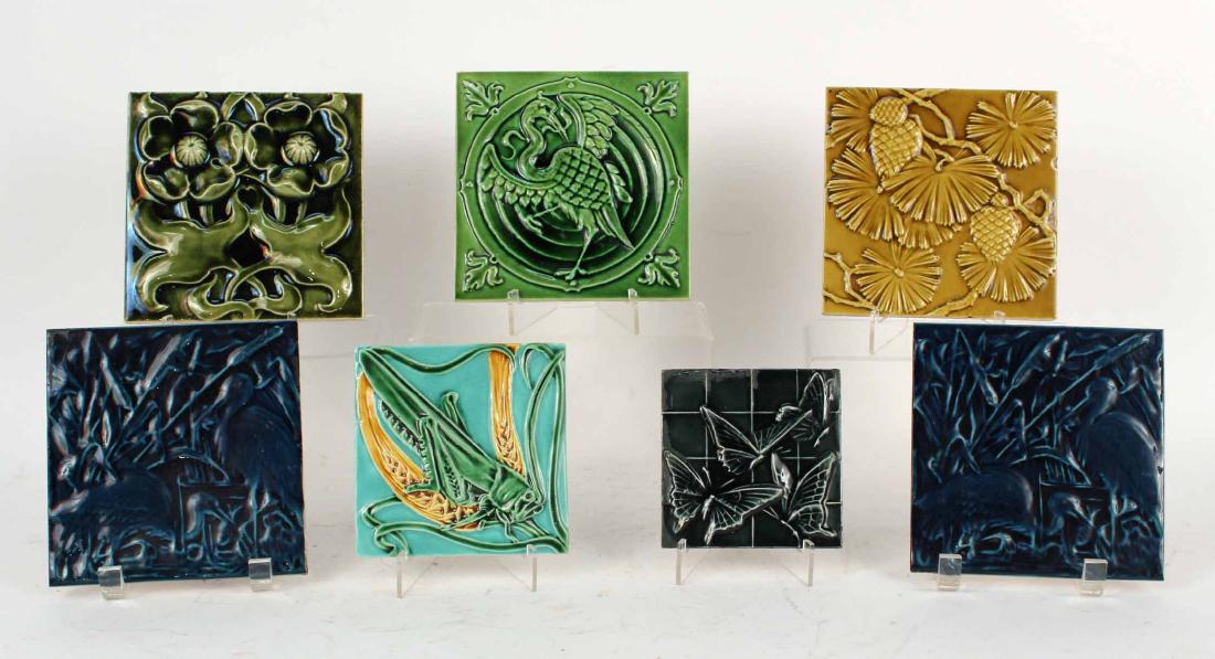 SEVEN ASSORTED GLAZED CERAMIC TILES (1 of 8)