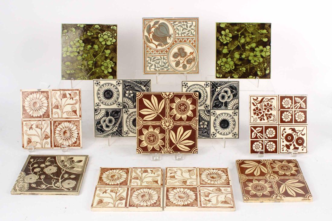 TWELVE AESTHETIC MOVEMENT GLAZED CERAMIC TILES (1 of 7)