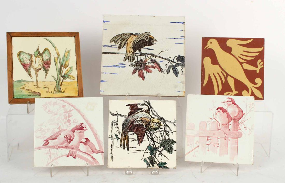 SIX BIRD-MOTIF GLAZED CERAMIC TILES (1 of 8)