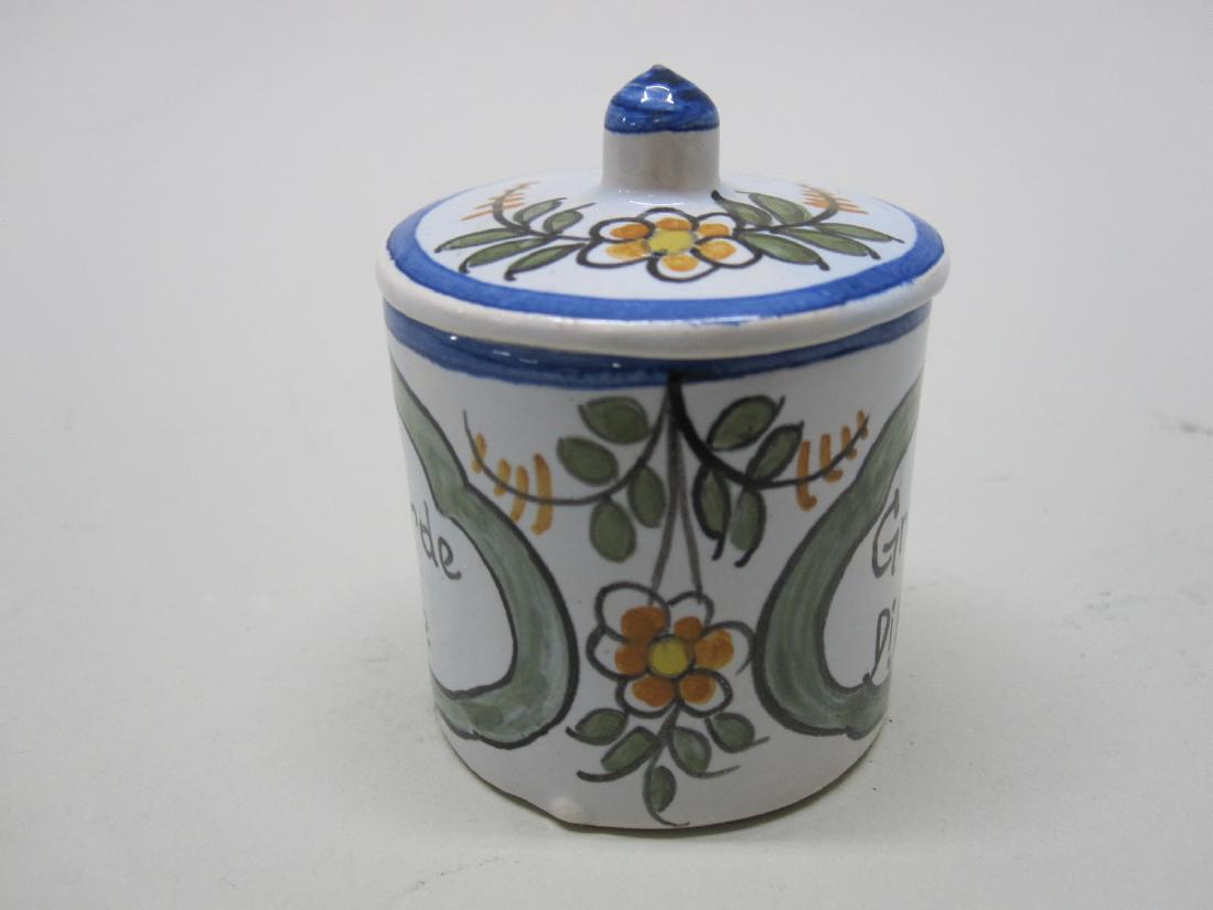 FRENCH POLYCHROME PORCELAIN MUSTARD POT (1 of 5)