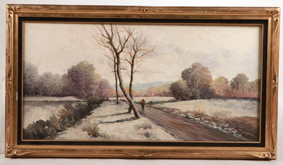 OIL ON CANVAS OF FIGURES IN SNOWY PATH (1 of 10)