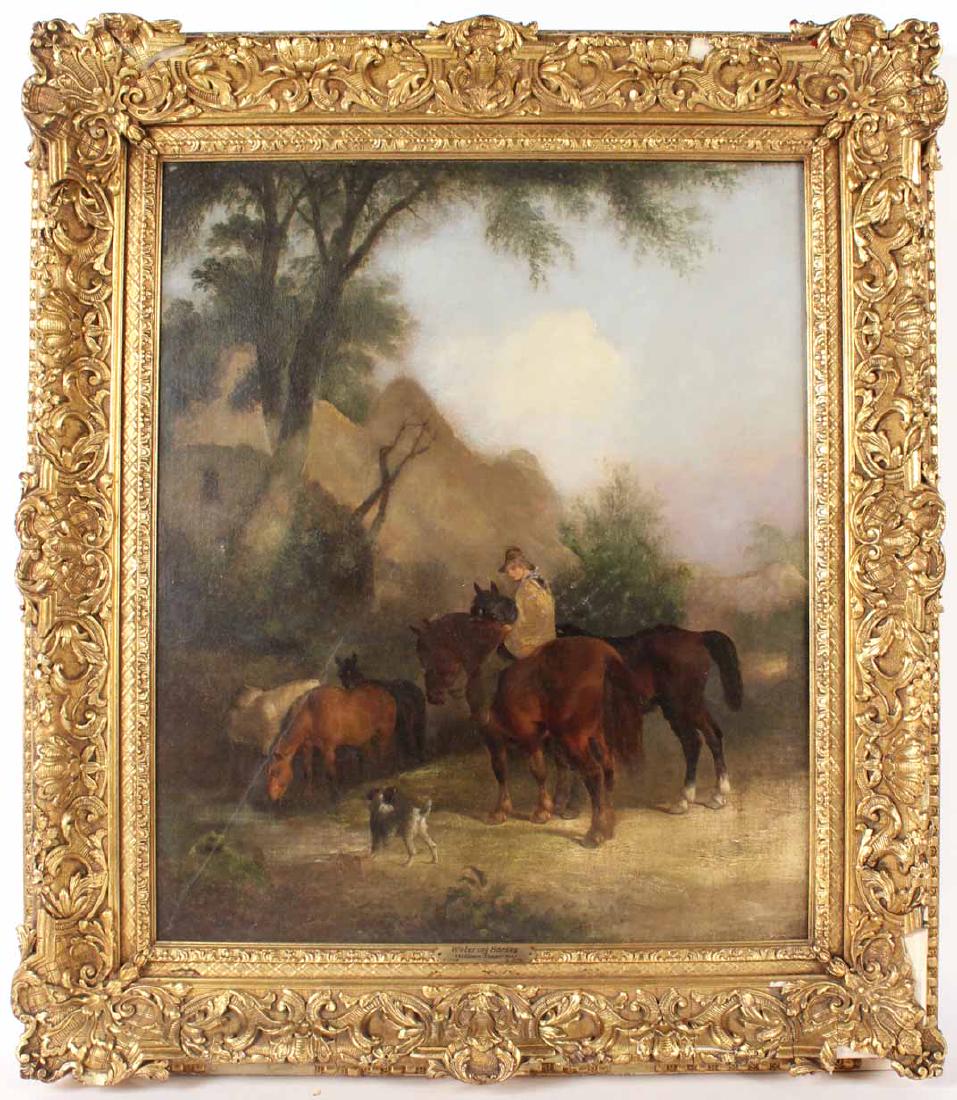 Oil on Canvas, "Watering Horses," William Shayer (1 of 9)