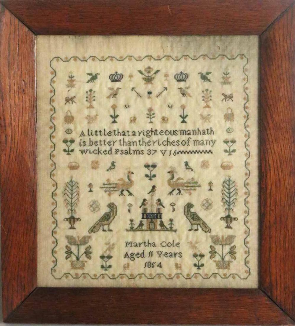 1854 Sampler, Crowns and Peacocks (1 of 6)