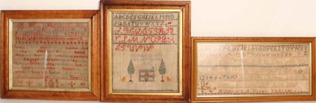Three Framed Red English Samplers (1 of 10)