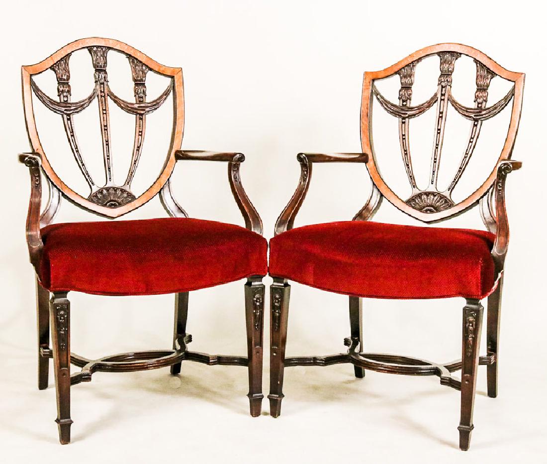 Pair of Federal Style Inlaid Mahogany Armchairs (1 of 6)