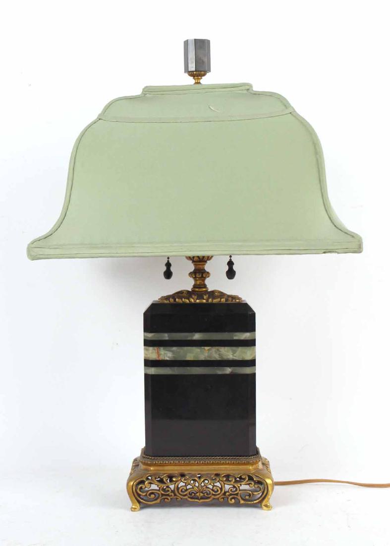 Art Deco Stone and Gilt-Metal Mounted Table Lamp (1 of 5)