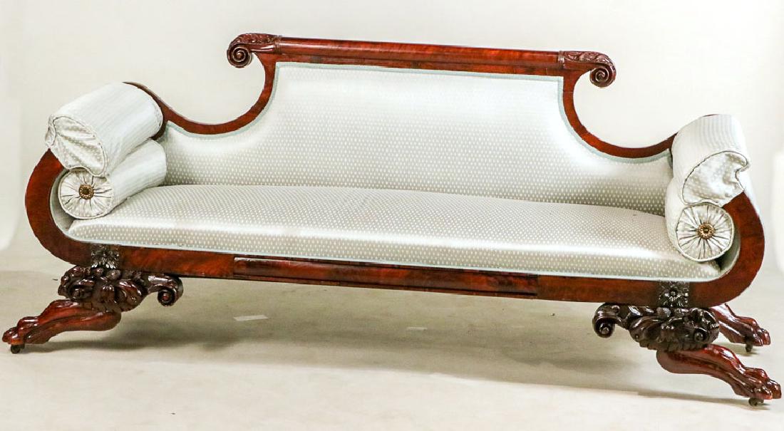 Empire Carved Mahogany Settee (1 of 7)