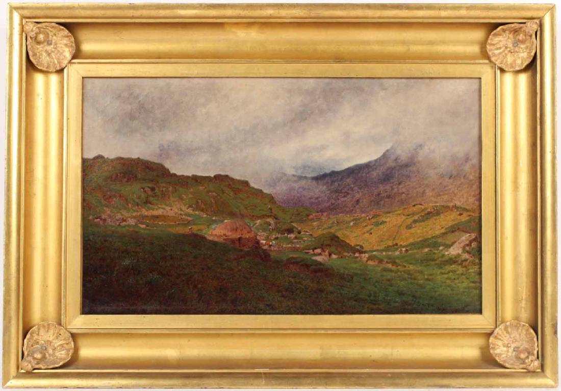 Oil on Canvas Bucolic Landscape: Alexander Helwig Wyant, American, 1836-1892. Signed l.r. 10 1/2"h x 17 1/2"w