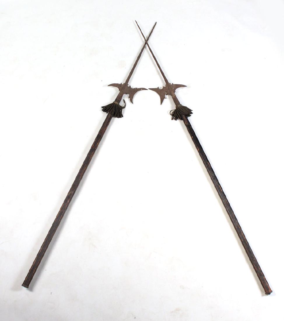 Two iron and Wood Halberds with Tassels (1 of 5)
