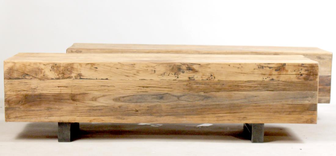 Pair of Contemporary Hardwood Low Tables (1 of 4)