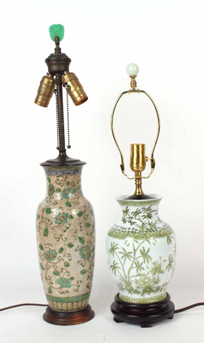 Two Chinese Porcelain Green and White Vases (1 of 8)