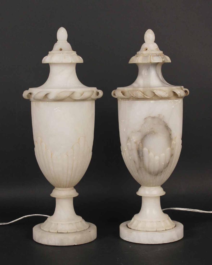 Pair of Carved Stone Urns with Lids (1 of 9)