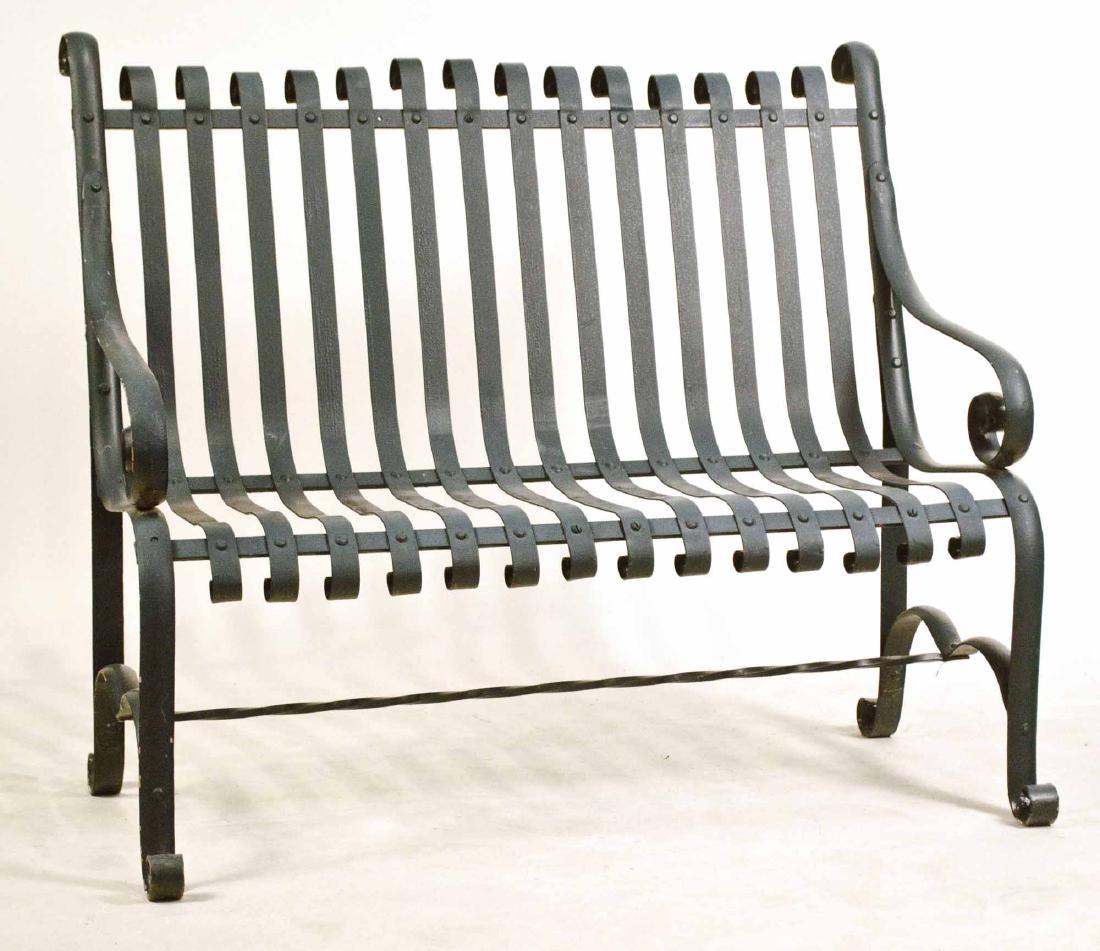 Green-Painted Cast-Iron Garden Bench (1 of 4)