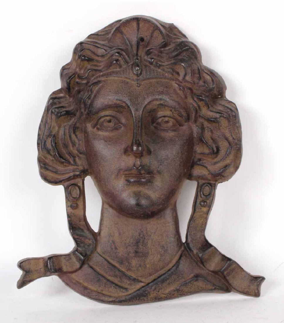 Cast Iron Bust of a Woman Wall Plaque (1 of 4)