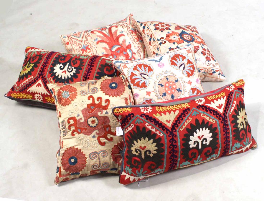 Six Suzani Embroidered Pillows (1 of 9)