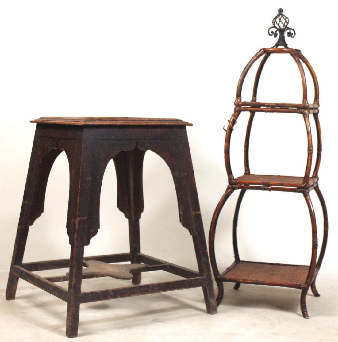 Bamboo and Rattan Three Tier Etagere (1 of 7)