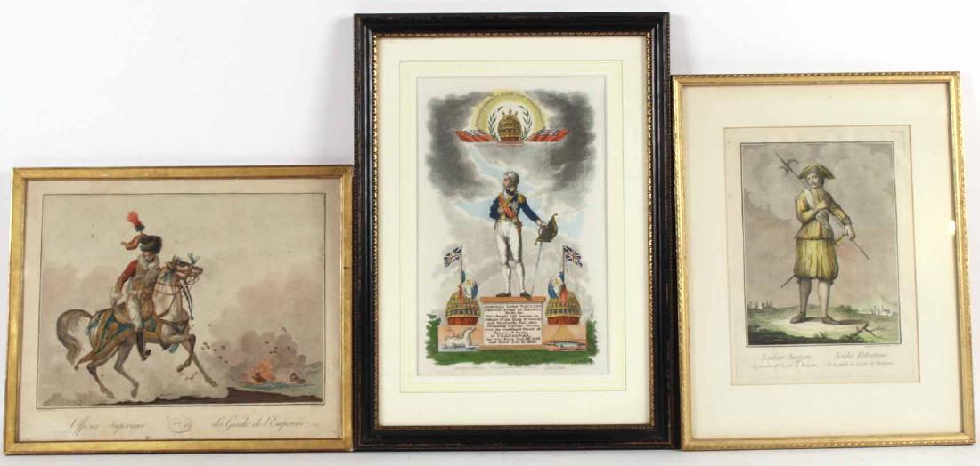 Hand-Colored Etching, French Military Scene (1 of 6)