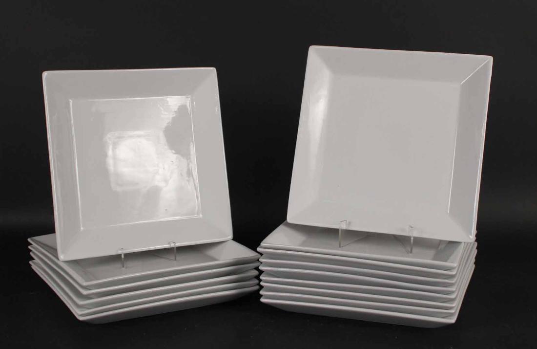 Fifteen Square White Ceramic Plates (1 of 4)