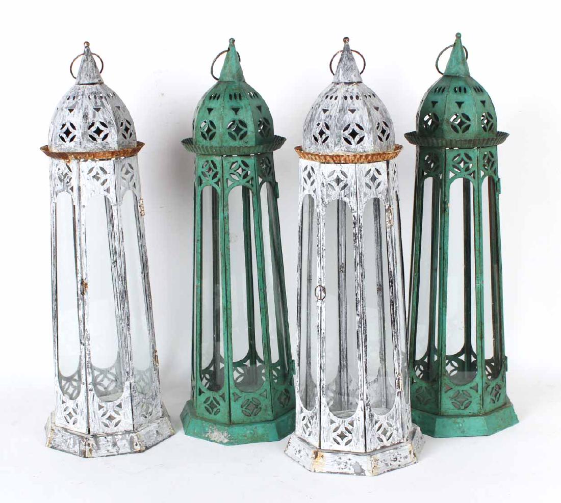 Four Painted Tole Hanging Lanterns (1 of 6)