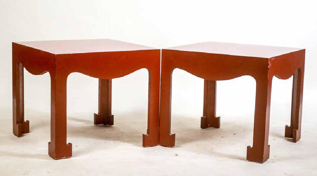 Pair of Modern Red-Painted Side Tables (1 of 4)