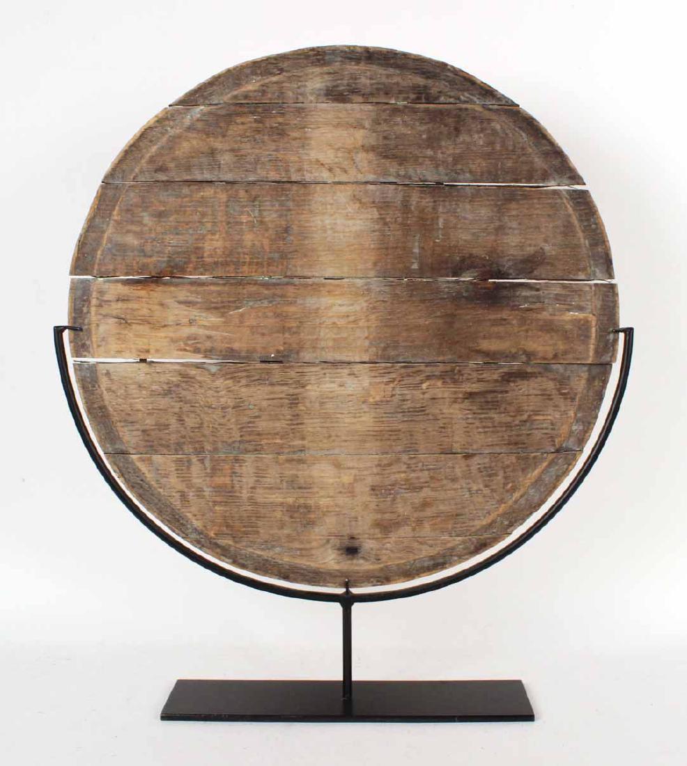 Wood Circular Plaque on Metal Stand (1 of 6)