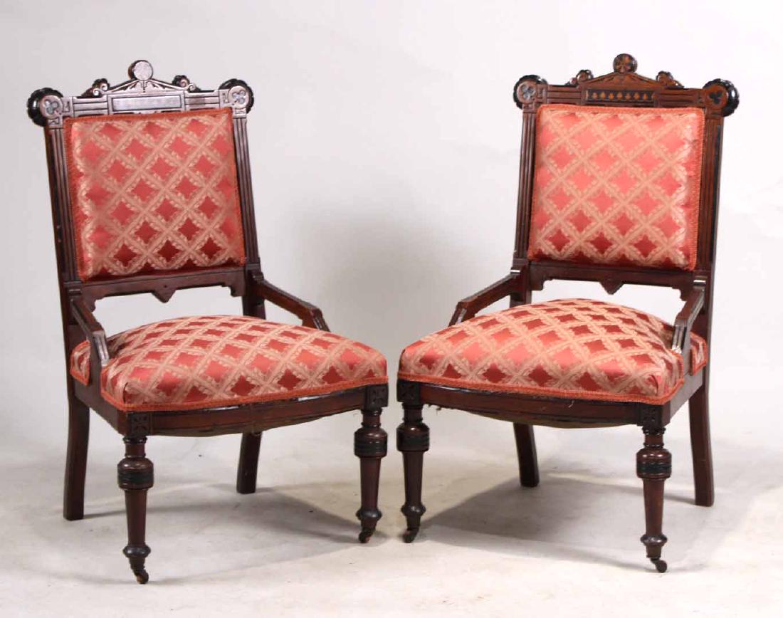 Pair of Victorian Mahogany Parlor Chairs (1 of 8)