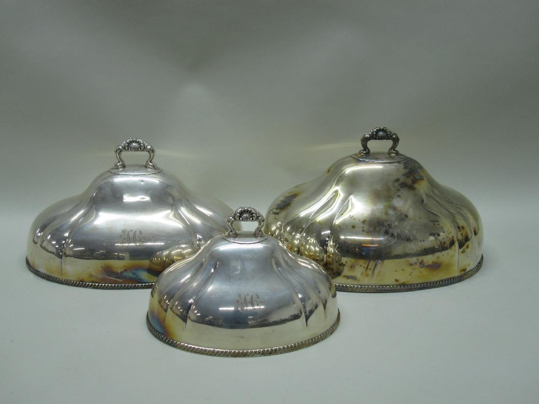 SET OF THREE SILVER PLATE MEAT DISH COVERS (1 of 3)