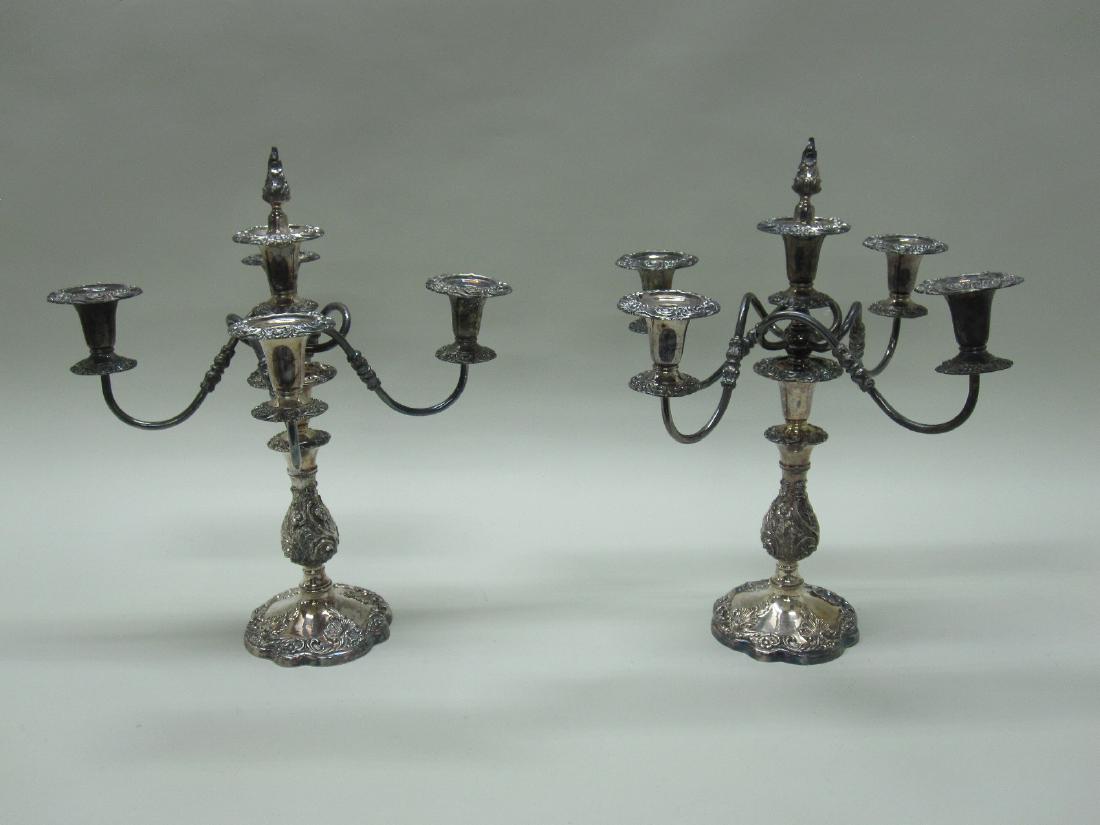 PAIR OF 5 LIGHT SILVER PLATED CANDELABRUM (1 of 4)