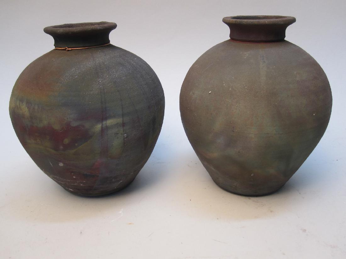 PAIR OF MODERN SIGNED ART POTTERY VASES (1 of 6)