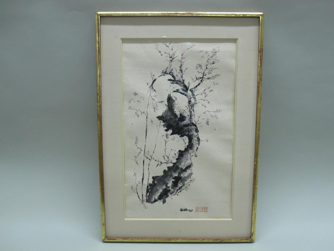 ORIENTAL WATERCOLOR OF CHERRY BLOSSOMS (1 of 4)