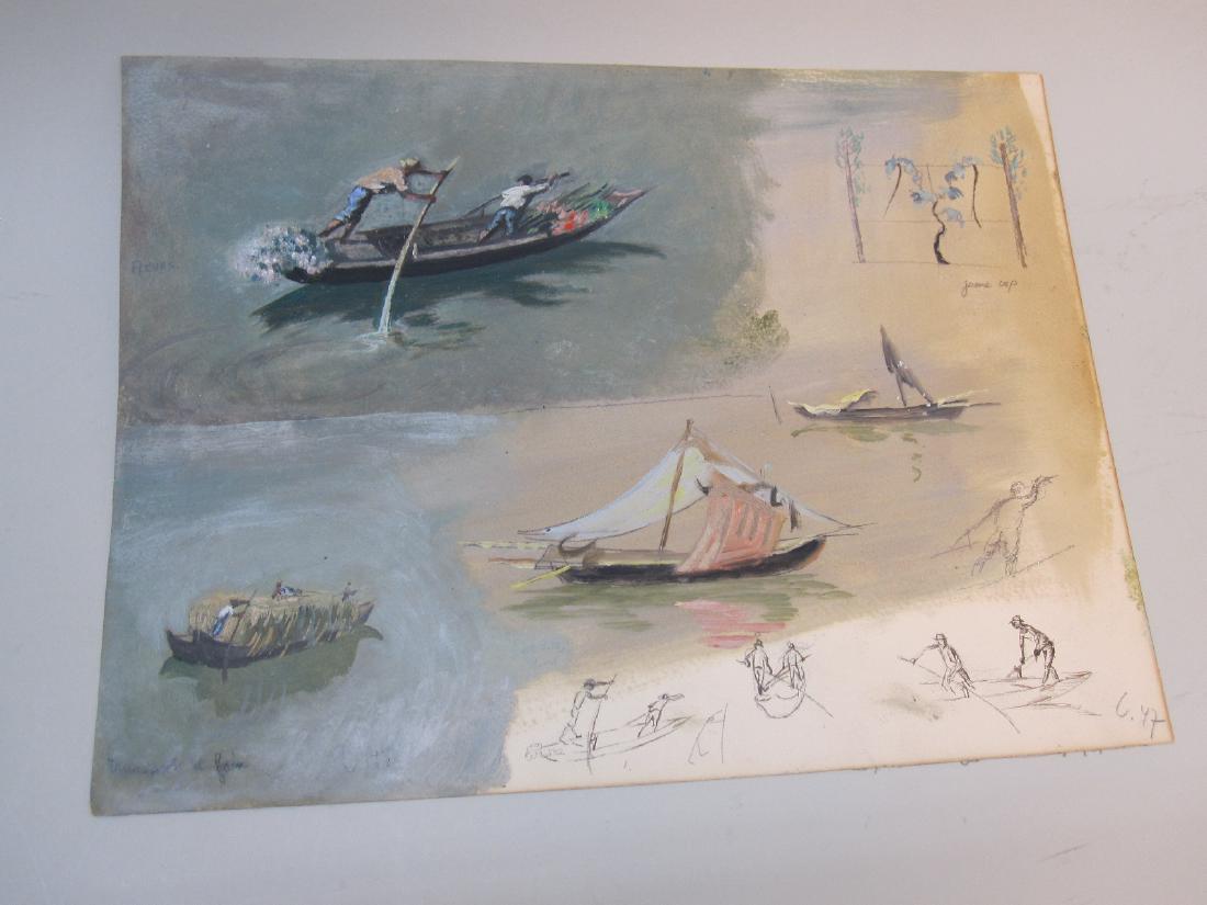 MIXED MEDIA STUDY OF FLOWER BOAT (1 of 5)