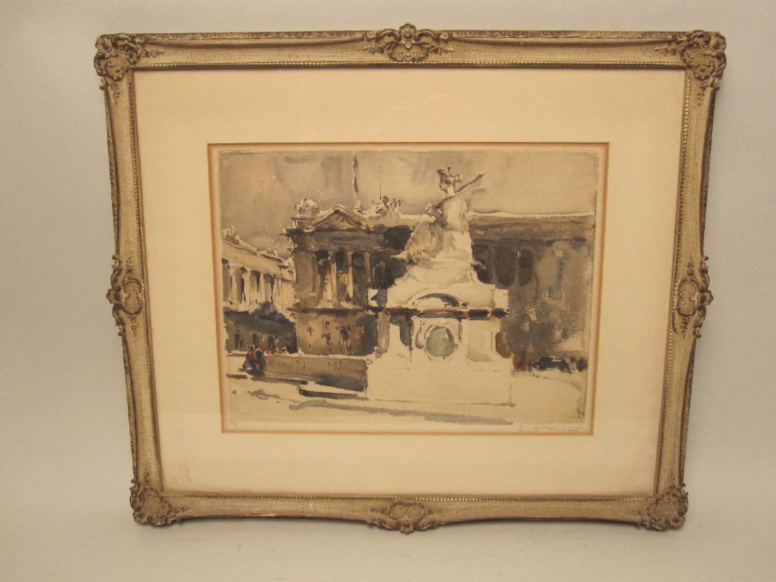 COLORED ENGRAVING OF PARIS CITYSCAPE: Signed H. Wagner. Framed size 16 1/2" x 19 1/2"
