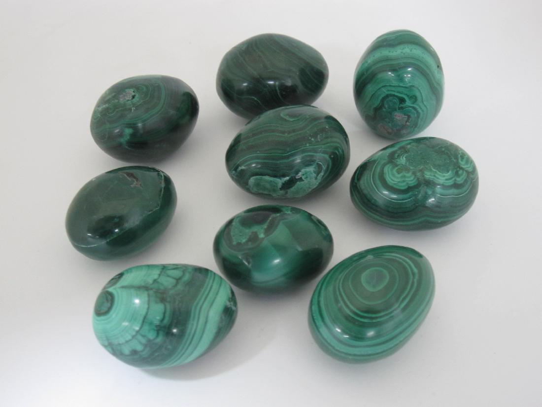 GROUP OF 9 ASSORTED MALACHITE EGGS (1 of 2)
